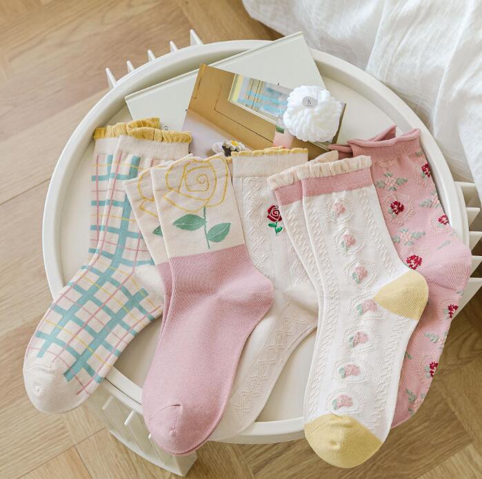 靴下★レデイース★ソックス★大人用★女性用靴下★花柄★可愛い★5色