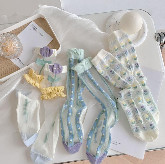 靴下★レデイース★ソックス★大人用★女性用靴下★花柄★通気性★可愛い★3色