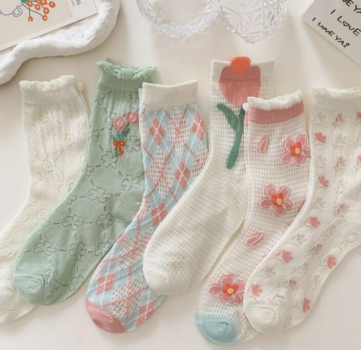 靴下★レデイース★ソックス★大人用★女性用靴下★花柄★可愛い★6色