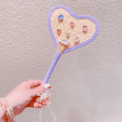 夏日 扇子 編み 手作り うちわ レディース キッズ少女 団扇 浴衣 着物用 暑さ 熱中症対策 クリスタル 花