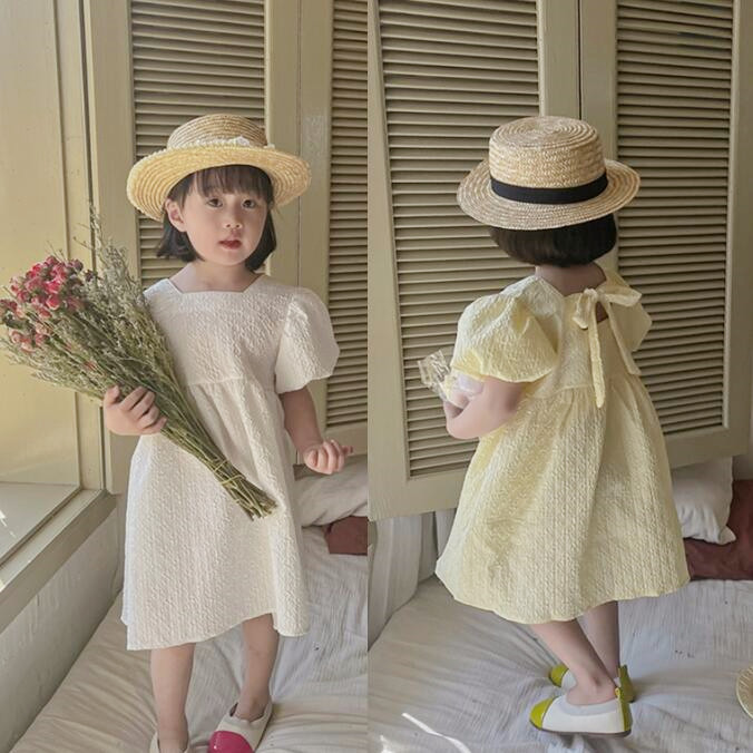 子供服★ワンピース★半袖★韓国風子供服★キッズ女の子★無地★2色★90-130CM