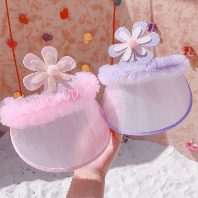 ハワイ 春夏キャップ 子供用 キッズ サンバイザー 帽子 つば広い 紫外線対策 日焼け止め フリル フラワー