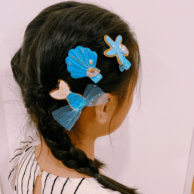 ハワイ 春夏 キッズ用 ガールズ ヘアピン ヘアアクセサリー 海洋 ヒトデ貝殻サザエ マーメイド キラキラ