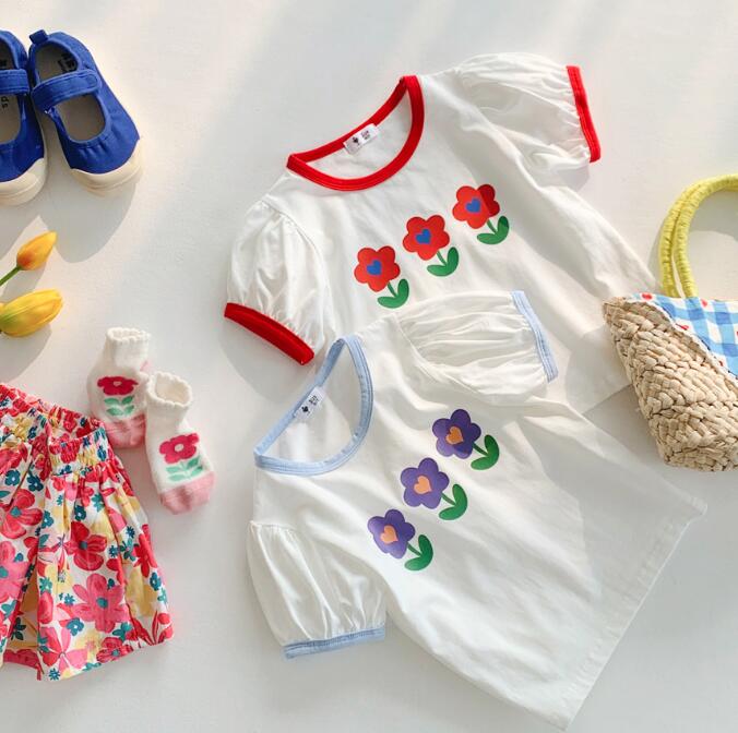 子供服★Tシャツ★トップス★半袖★韓国風子供服★キッズ女の子★カジュアル★2色★90-140CM