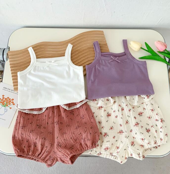 子供服★トップス+パンツ★セットアップ★韓国風子供服★ベビー★袖なし★2色★66-100CM