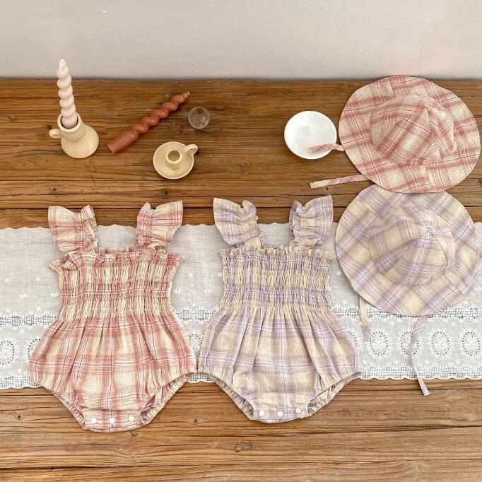 2023★春夏新作★韓国風ベビー服★ロンパース+帽子★2色66-90CM