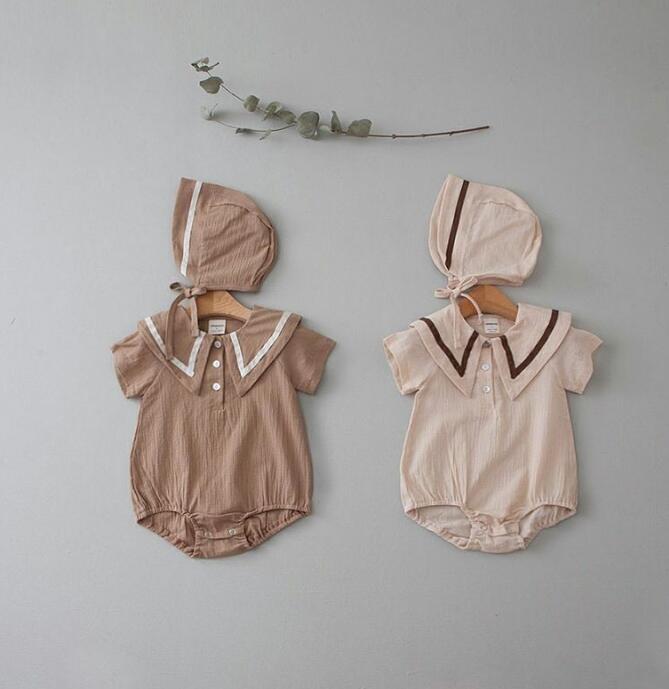 2023★春夏新作★韓国風ベビー服★ロンパース+帽子★2色66-90CM