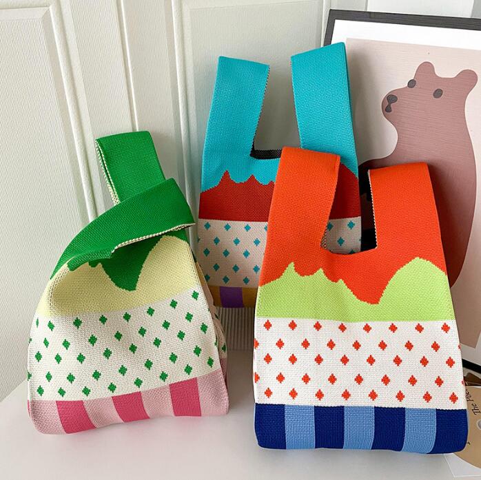 バッグ★レディース★トートバッグ★ハンドバッグ★ニットバッグ★韓国風★大容量★3色