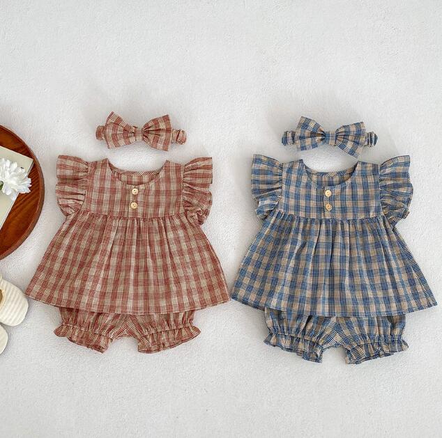 子供服★トップス+パンツ+ヘアバンド★セットアップ★韓国風子供服★ベビー★2色★66-100CM