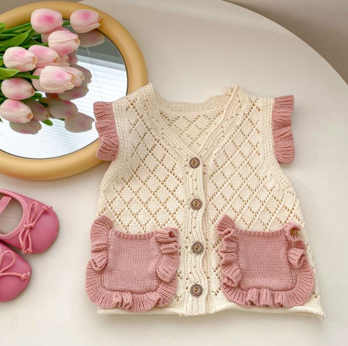 子供服★トップス★ノースリーブ★ニット★ベスト★韓国風子供服★ベビー★66-100CM