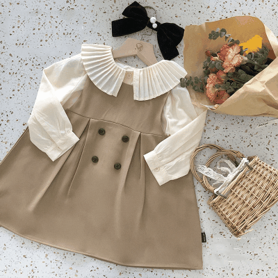 秋冬新作 ガールズ オシャレ春秋 フリル ブラウス シャツ ジャンパースカート ワンピ  90-140