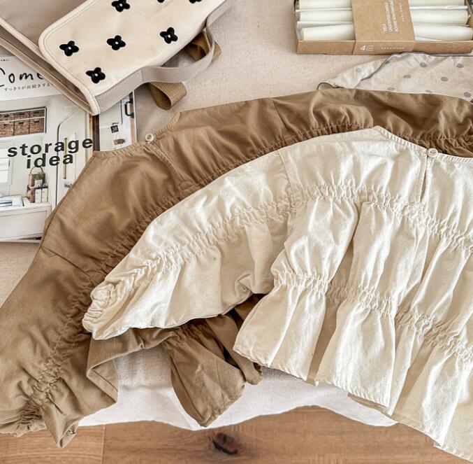 子供服★トップス★長袖シャツ★韓国風子供服★キッズ女の子★無地★2色★80-130CM