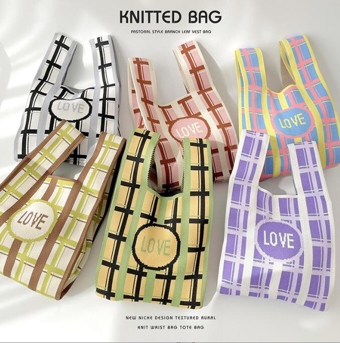 バッグ★レディース★トートバッグ★ハンドバッグ★ニットバッグ★大容量★6色