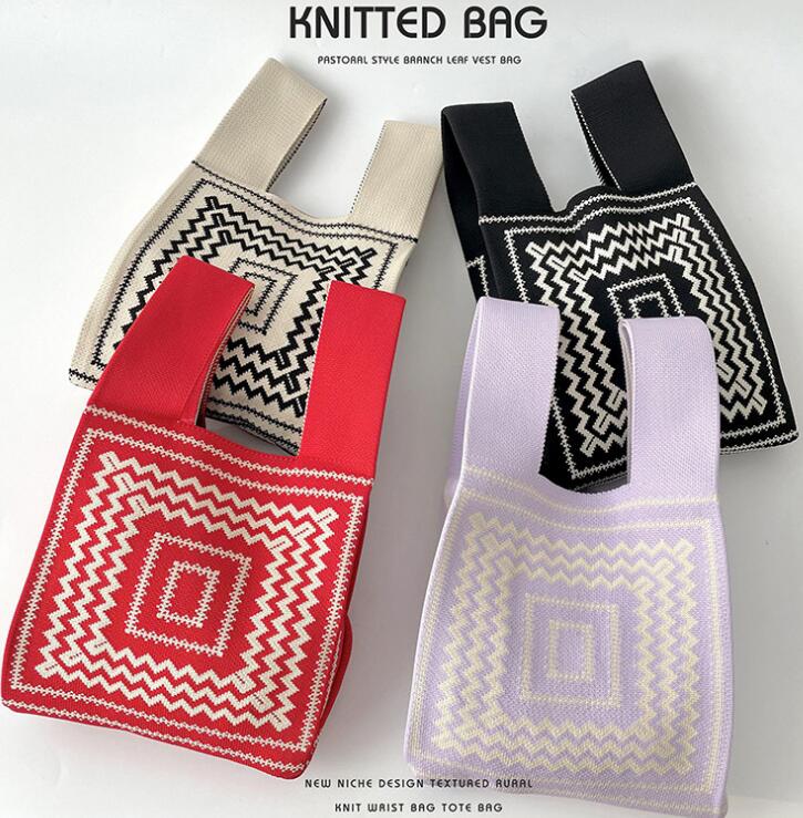 バッグ★レディース★トートバッグ★ハンドバッグ★ニットバッグ★大容量★4色