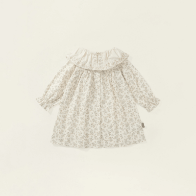 オシャレ春秋 ガールズ 子供服 シフトドレス フリル ワンピース 刺繍襟 ボタニカル 小花柄 ワンピ 90-140