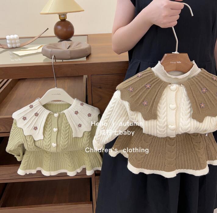 2023秋新品★子供服　カーディガン+スカート　セット★80-120cm★2色