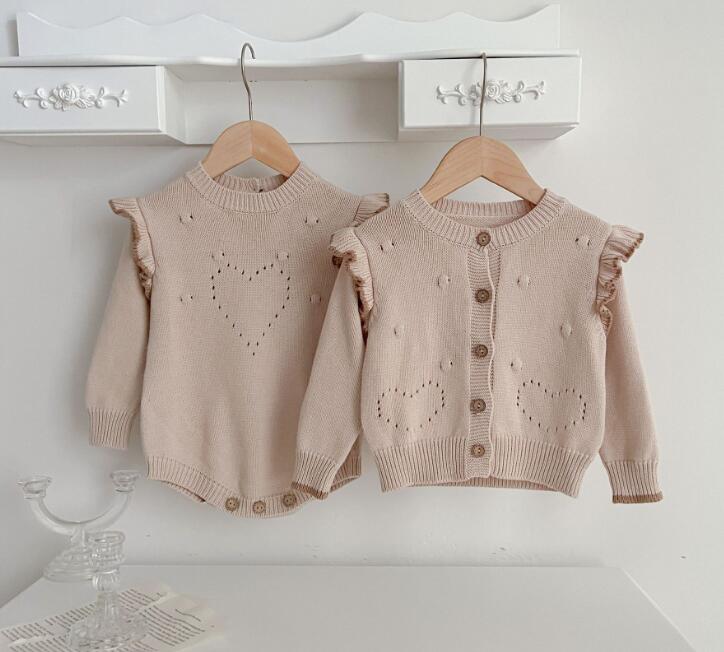 2023秋新作★ベビー服　ニットロンパース&カーディガン★66-100★