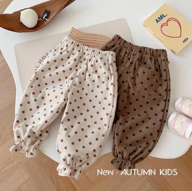 「2023秋」子供服★ズボン★ボトムス★韓国風子供服★キッズ女の子★水玉★2色★80-120CM