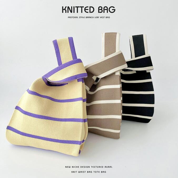 バッグ★レディース★トートバッグ★ハンドバッグ★ニットバッグ★大容量★3色