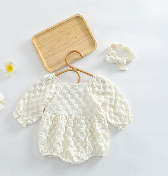 「2023秋」子供服★ロンパース+ヘアバンド★無地★韓国風子供服★ベビー★66-100CM