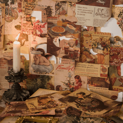 ペーパー素材紙 インテリア アンティーク グルメ 枠 天使 花フラワー鳥 少女 クリスマス 30枚入