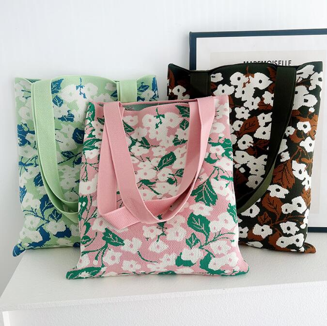 バッグ★レディース★トートバッグ★ハンドバッグ★ニットバッグ★ショルダーバッグ★大容量★3色