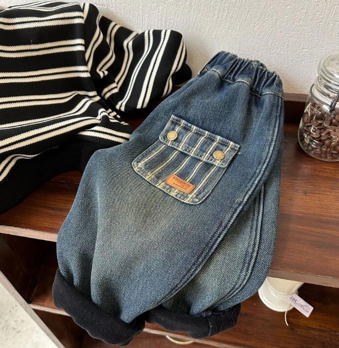 2023★秋冬新作★韓国風子供服★ジーンズ★厚手★90-140CM