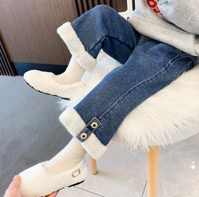 「2023秋冬」子供服★ズボン★ジーンズ★ボトムス★デニム★裏起毛★男女兼用★90-130CM