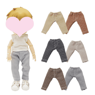 ドール用衣装 人形doll 着せ替え ob11/BJD/blythe/DDF/ymy/pd9/GSC チェック柄 ロングズボン 6色