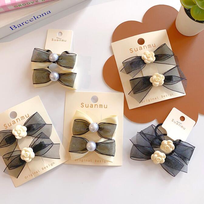 髪飾り★まとめ髪用★ヘアアクセサリー★子供用★キッズ★ヘアピン/ヘアゴム★2枚入り★多色