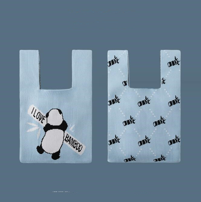 バッグ★レディース★トートバッグ★ハンドバッグ★ニットバッグ★大容量★パンダ★2色