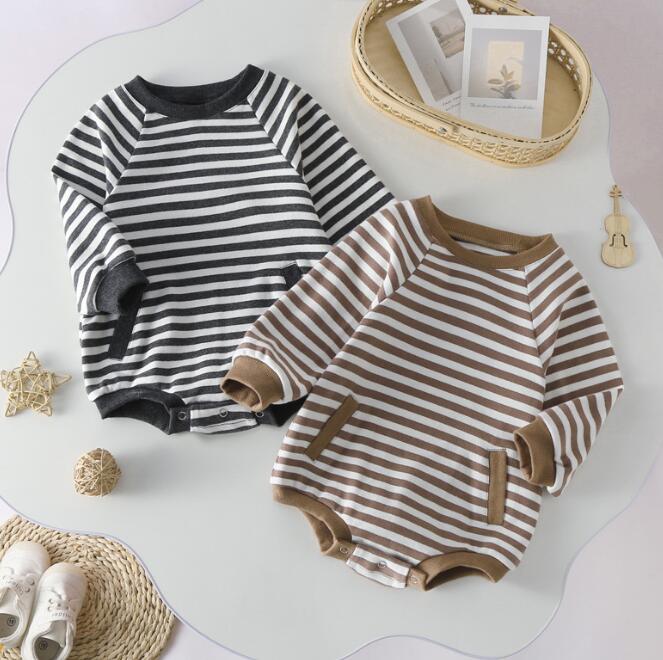 子供服★ロンパース★連体服★ストライプ★韓国風子供服★男女兼用★2色★66-90CM