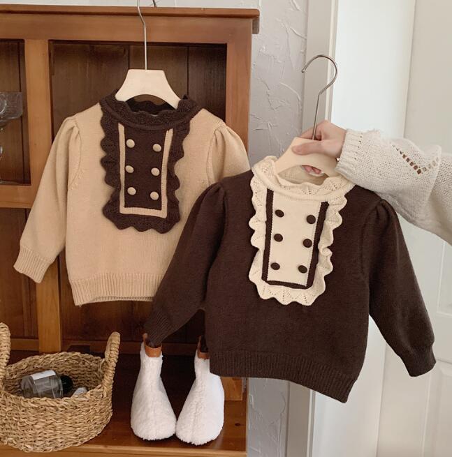 子供服★トップス★ニット★セーター★韓国風子供服★キッズ女の子★厚手★2色★90-130CM