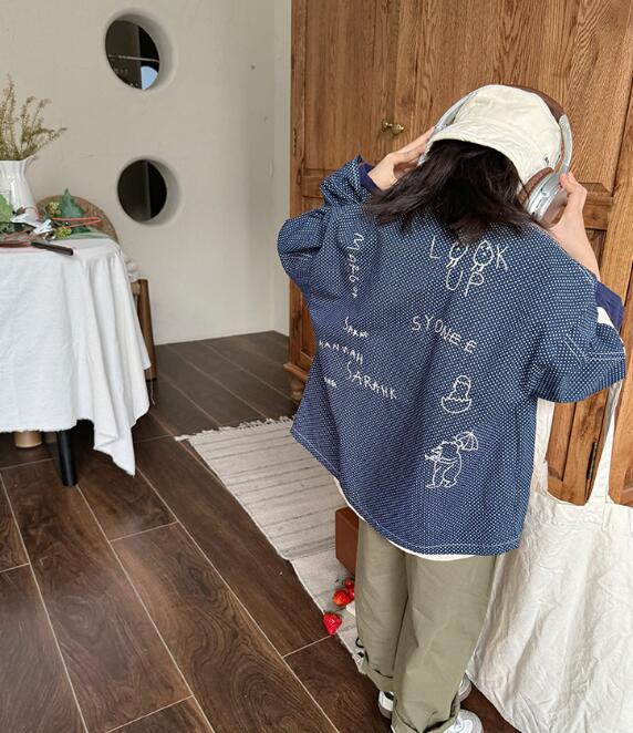 2024年新★子供服　刺繍シャツ　コート★90-150cm★