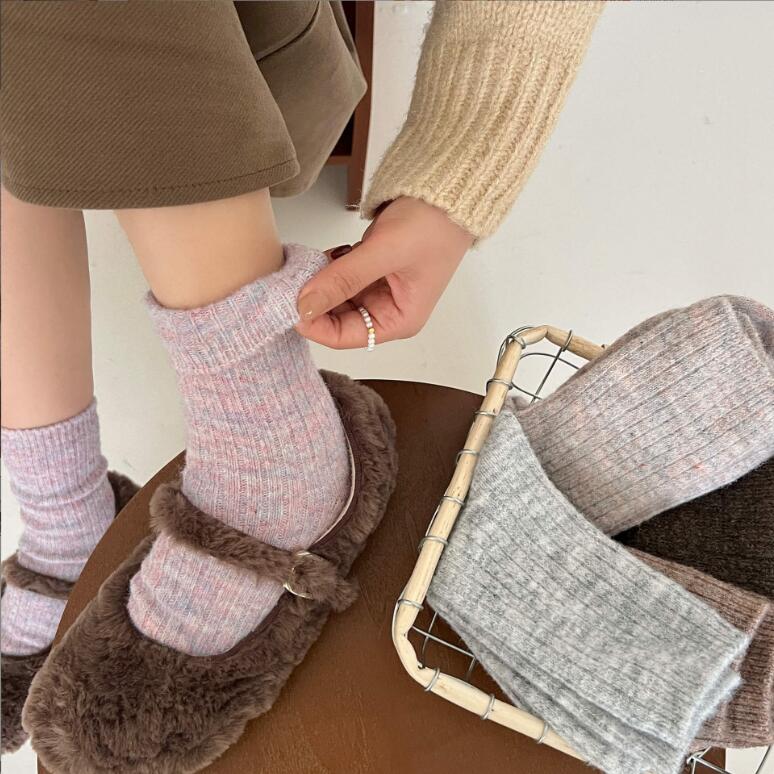 2024★秋冬新作★ソックス★レディース靴下★厚手★5色