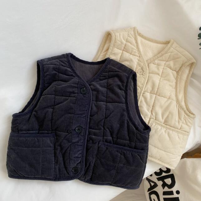 子供服★トップス★チョッキ★ベスト★キッズ★男女兼用★裏起毛★韓国風子供服★2色★80-130CM
