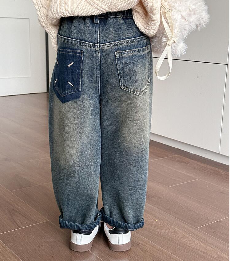 2024★秋冬新作★韓国風子供服★ジーンズ★裏起毛★90-150CM