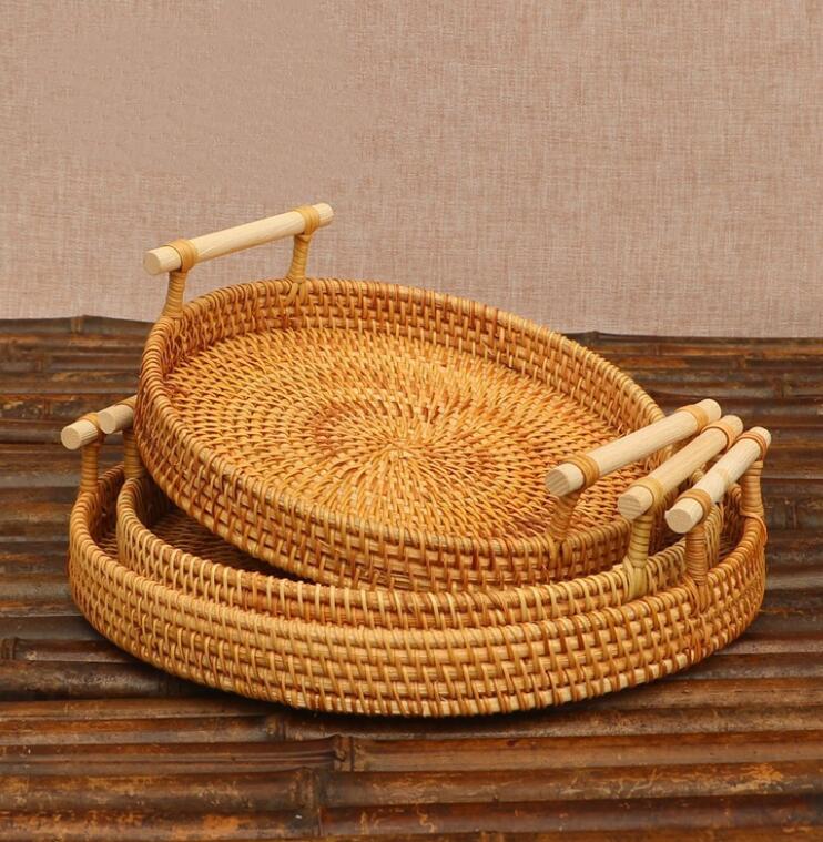 2024★雑貨★収納トレー★食物収納★竹編みトレー★置き物