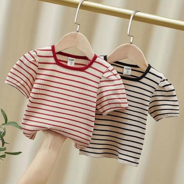 子供服★Tシャツ★トップス★韓国風子供服★半袖★キッズ★ストライプ★2色★80-130CM