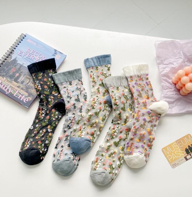 靴下★レディース★ソックス★大人用★女性用靴下★薄手★花柄★可愛い★多色