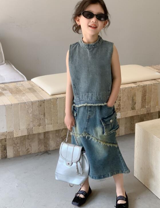 2024夏新品★子供服 　デニムベスト★90-150cm★