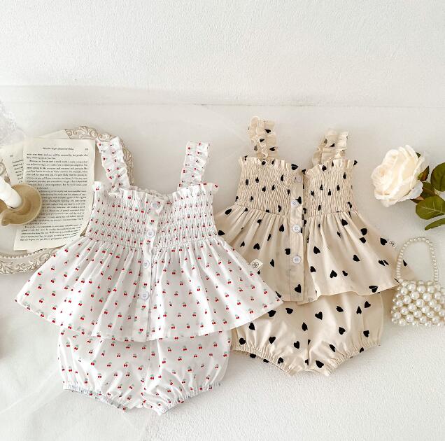 「2024」子供服★トップス+パンツ★セットアップ★袖なし★ベビー★可愛い★2色★66-90CM