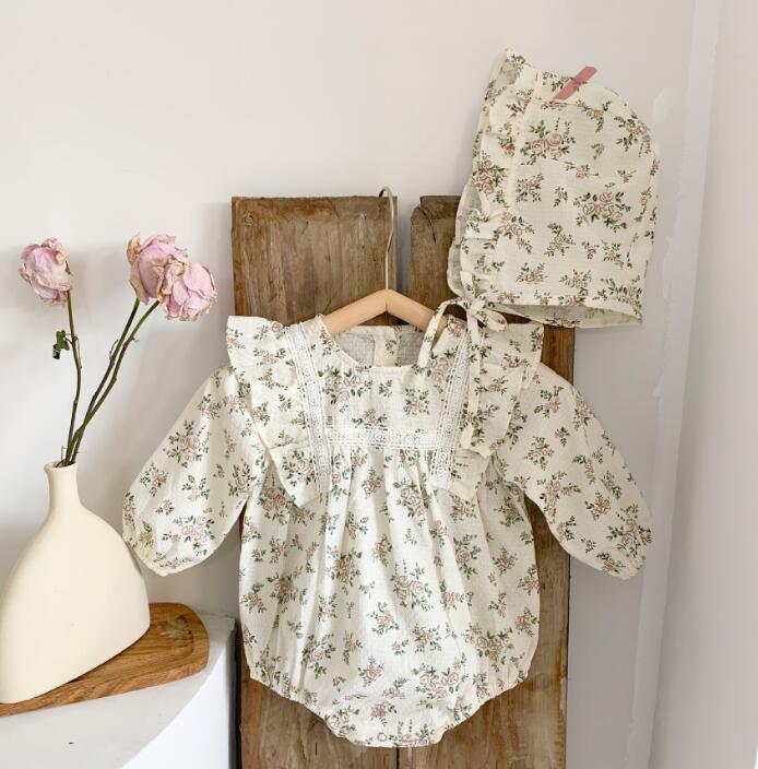 子供服★ロンパース+帽子★連体服★韓国風子供服★花柄★可愛い★66-100CM