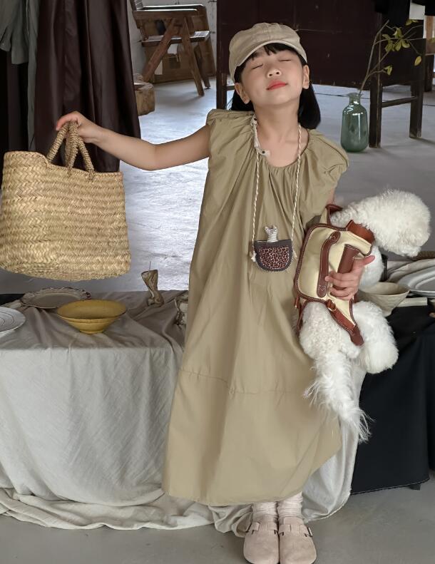 2024夏新品★子供服　シャツワンピース★90-150cm★