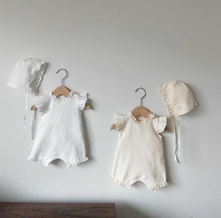 2024★夏新作★韓国風ベビー服★ロンパース+帽子★2色66-90CM