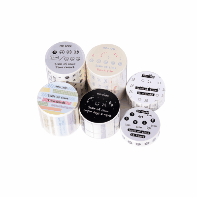 カフェ風 シール ステッカー マスキングテープ 時間 日付 スケジュール 10-15-30-40-50mm*2m