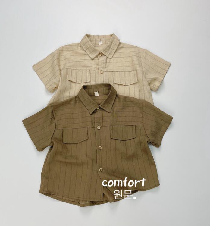 「2024」子供服★トップス★ワイシャツ★半袖★キッズ★韓国風子供服★2色★80-130CM