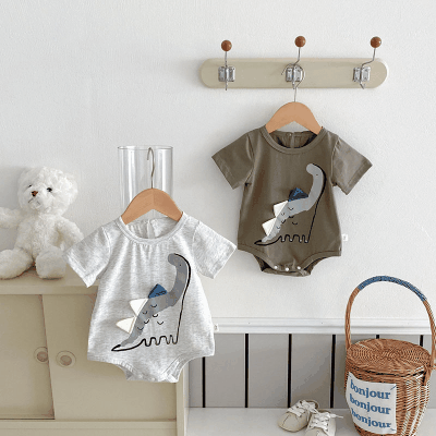 2024春夏 姉妹兄弟コーデ 連体服 韓国風子供服 0-2歳 恐竜 ロンパース カバーオール 66-90