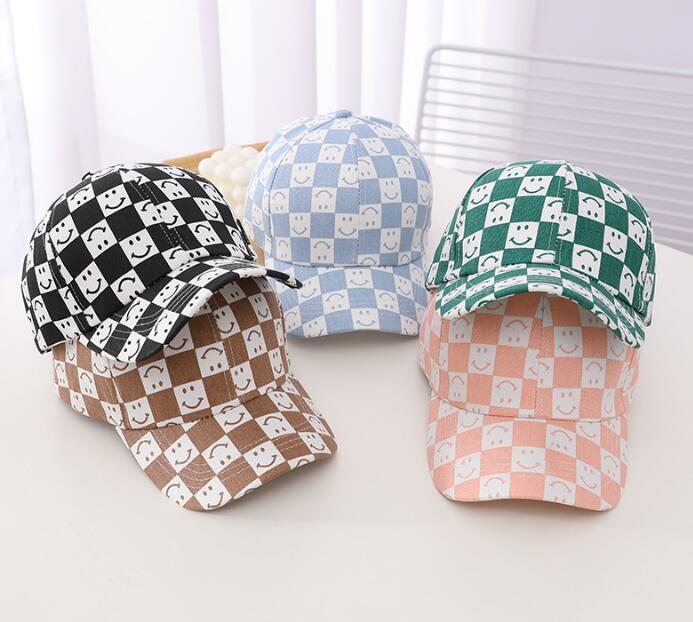 2024★子供帽子★チェック★笑顔★キャップ★ハット★キャスケット