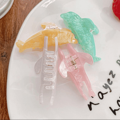 2024春夏 ガール ヘアクリップ ヘアピン バンスクリップ 海洋系 イルカ海豚 髪飾り キャンディ5CM